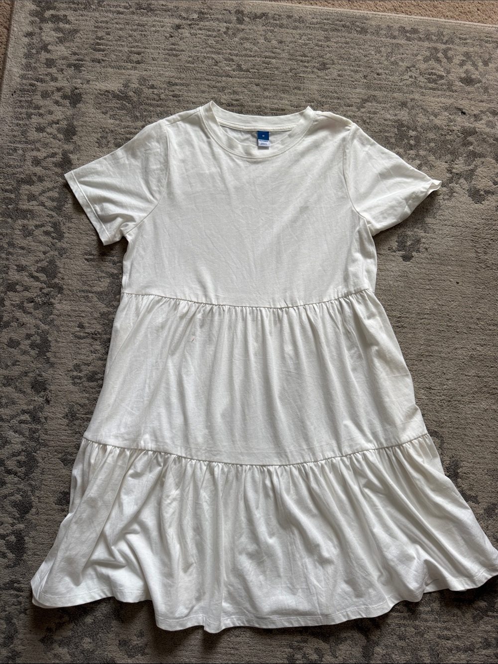Old Navy Women's Off-White Crew Neck Short Sleeve Dress